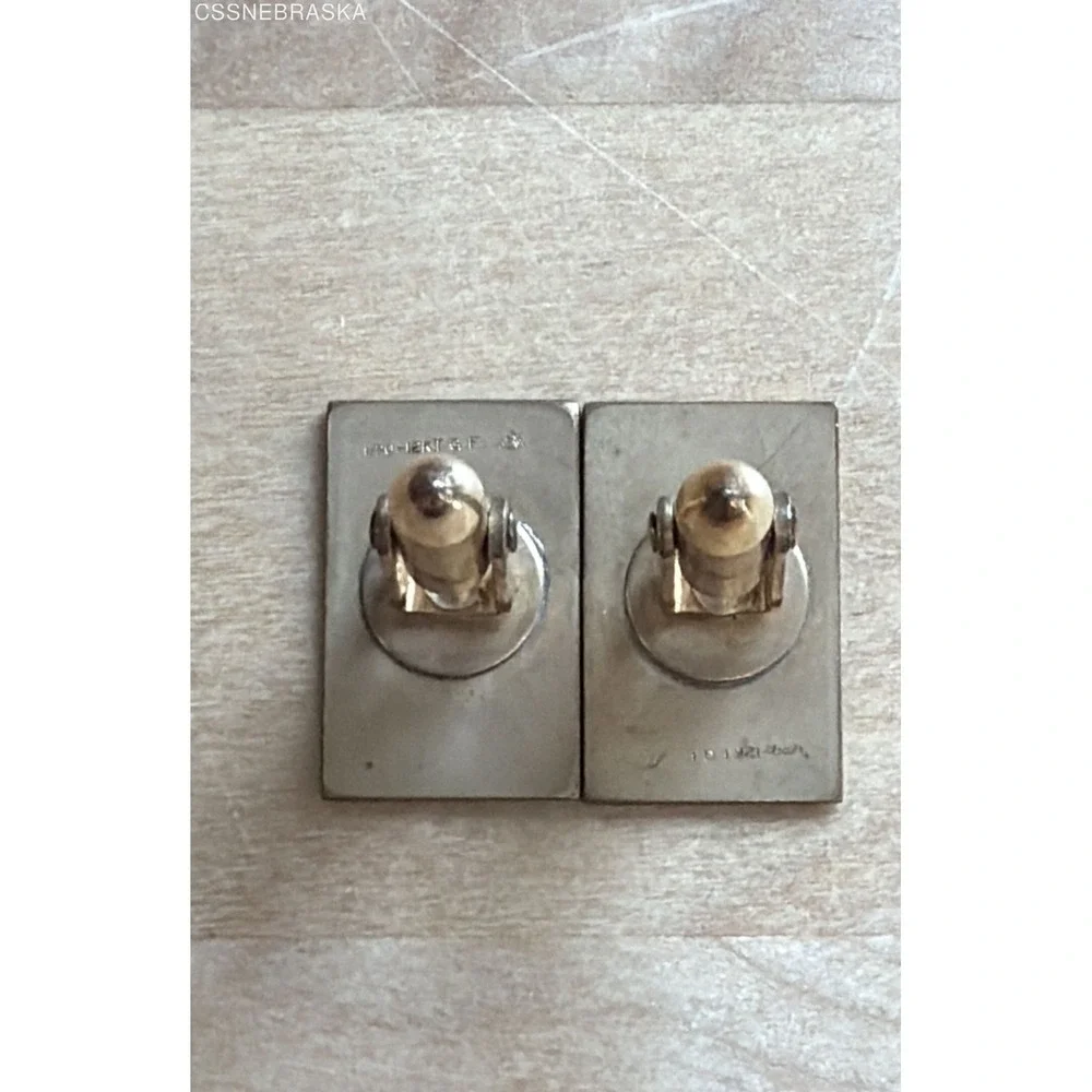 Vintage Mid-Century 12K Gold Filled GF Engraved Geometric Rectangle Cufflinks